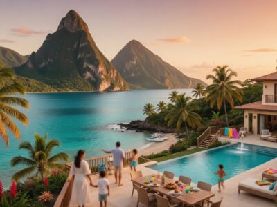 Saint Lucia citizenship by investment for families coastal resort view